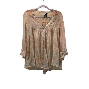 Elizabeth and James 100% Silk Blouse Sheer Boho Peasant Cottage Fairy Core Top